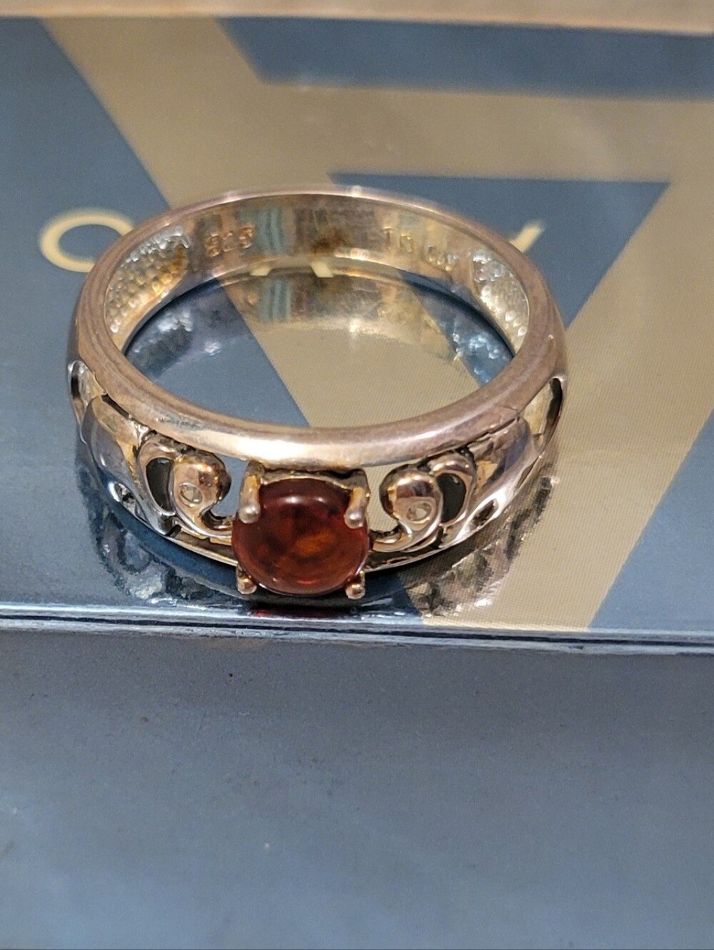 Vintage Avon 925 Sterling Silver Elephant Ring Red Cabochon Stone Boho Size 10